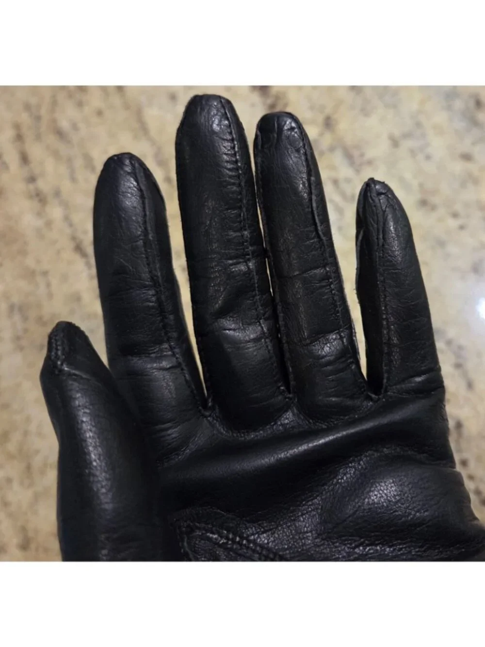 Vintage Womens Size S/M 6.5 Black Leather Gloves Tassle Lace Grommet Biker